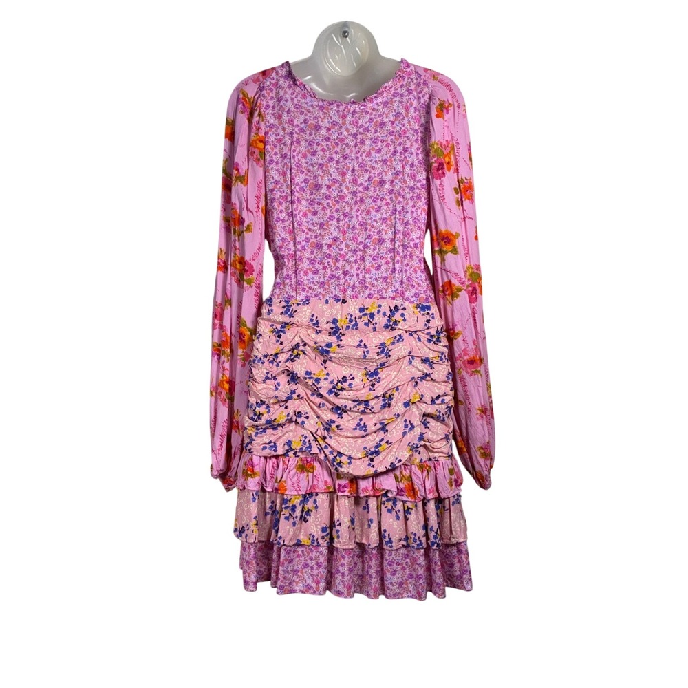 R. Vivimos Dress M Peasant Boho Fairycore Whimsy Tiered Ruched Ruffles - Picture 2 of 12